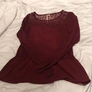 Dark Red Lace long sleeve